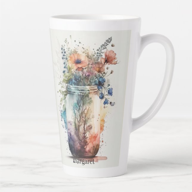 Caneca De Café Latte Florais multicolores nº 6 (Direita)
