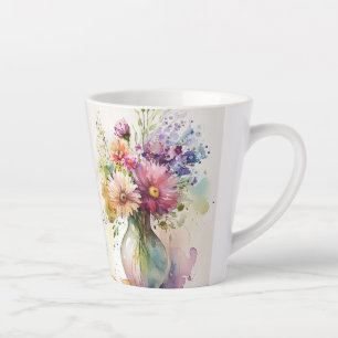 Caneca De Café Latte Florais multicolores nº 7