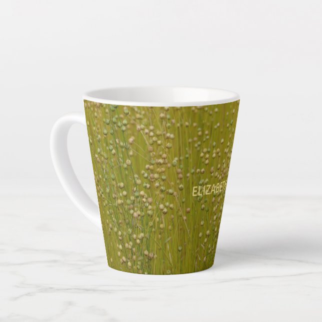 Caneca De Café Latte Florais verdes multicoloridos personalizados (Ângulo esquerdo)