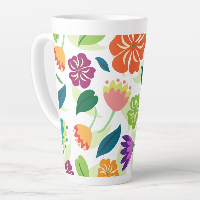 Caneca De Café Latte Floral (Ângulo esquerdo)