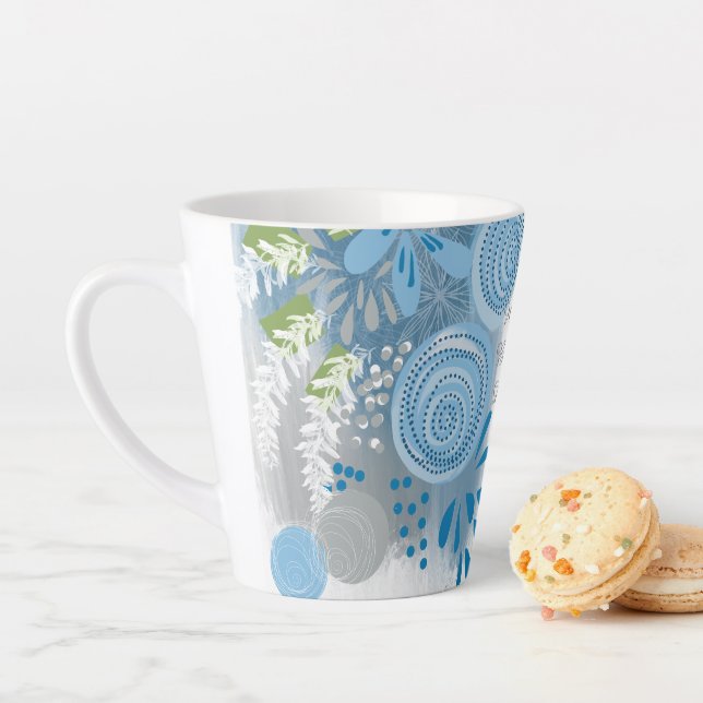 Caneca De Café Latte Floral Abstrato Moderno (In Situ)