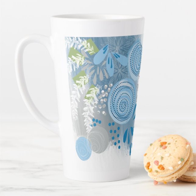 Caneca De Café Latte Floral Abstrato Moderno (In Situ)