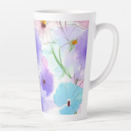 Caneca De Café Latte Floral Aquarela Pastel