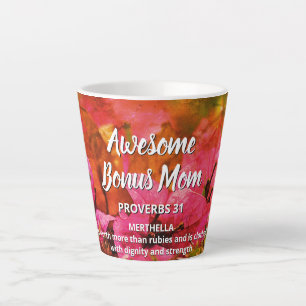 Caneca De Café Latte Floral AWESOME BONUS MOM Proverbs 31