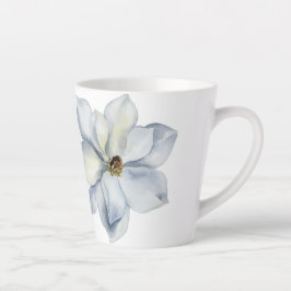 Caneca De Café Latte Floral Azul Ilustrado à Mão