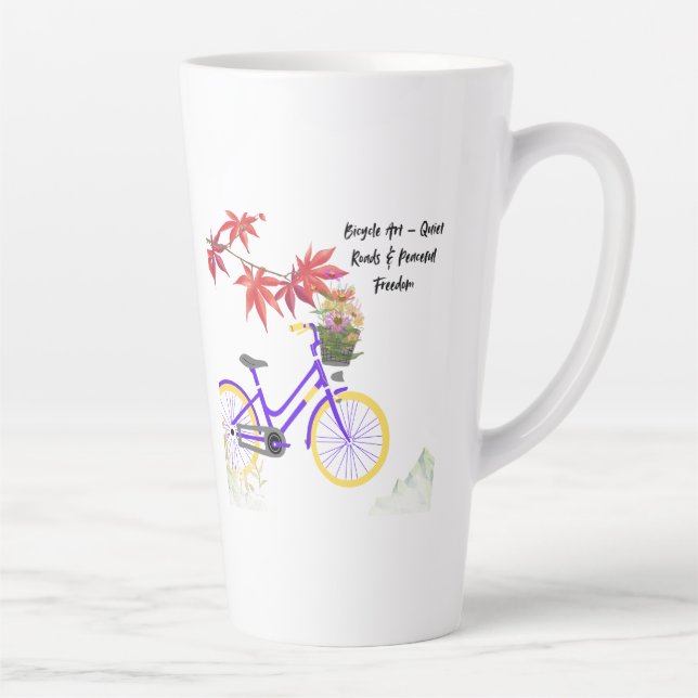 Caneca De Café Latte Floral Bicycle Motivation Design (Direita)