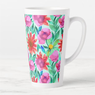 Caneca De Café Latte Floral bonito