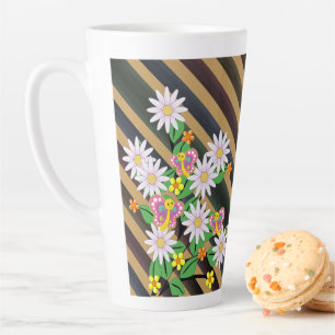Caneca De Café Latte Floral Borboleta Trança Latte