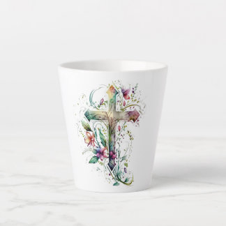 Caneca De Café Latte Floral Cross Mug