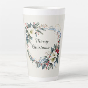 Caneca De Café Latte Floral de Inverno