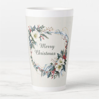 Caneca De Café Latte Floral de Inverno