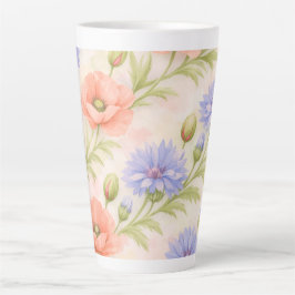 Caneca De Café Latte Floral de Prado Selvagem