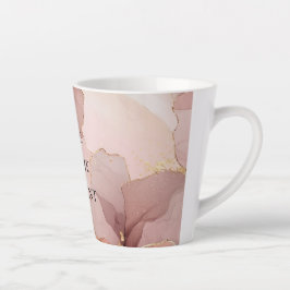 Caneca De Café Latte Floral Dourado Rosa-Blush Romântico
