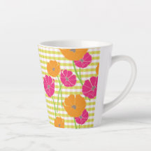 Floral e Gingham Latte Mug