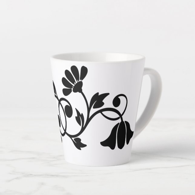 Caneca De Café Latte floral-flores-motif (Ângulo direito)