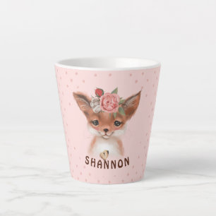 Caneca De Café Latte Floral Fox Latte Mug