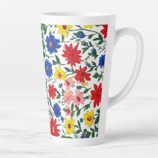 Caneca De Café Latte Floral Grande