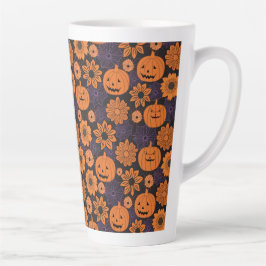 Caneca De Café Latte Floral Halloween