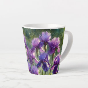 Caneca de Café / Latte Floral Íris Roxas Bonitas