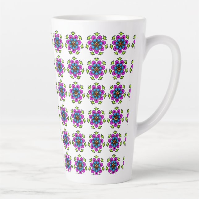 Caneca De Café Latte Floral Mandala Pattern (Direita)