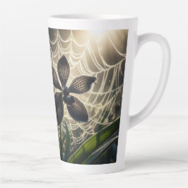 Caneca De Café Latte Floral Orquídea Negra