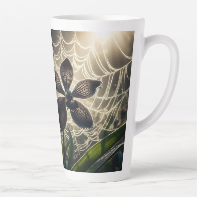 Caneca De Café Latte Floral Orquídea Negra (Direita)