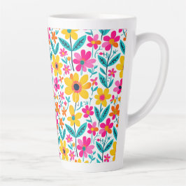 Caneca De Café Latte Floral Ousado Pintura