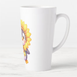 Caneca De Café Latte Floral Penguin Delight