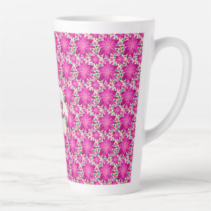 Caneca De Café Latte Floral rosa personalizado e customizado
