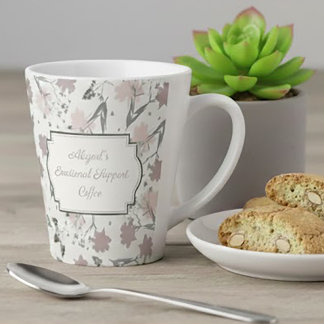 Caneca De Café Latte Floral Sage Blush Pink Wildflower Funny Message