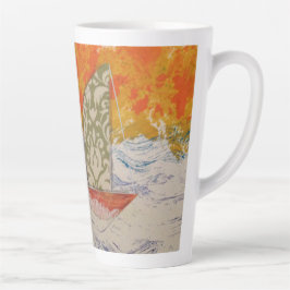 Caneca De Café Latte Floral Sail