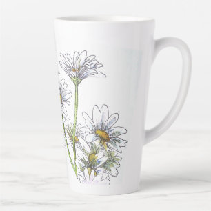Caneca De Café Latte Floral Watercolor Daisy I Love You Nana Gift