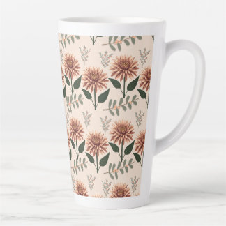 Caneca De Café Latte Florales Muster mit Dahlien