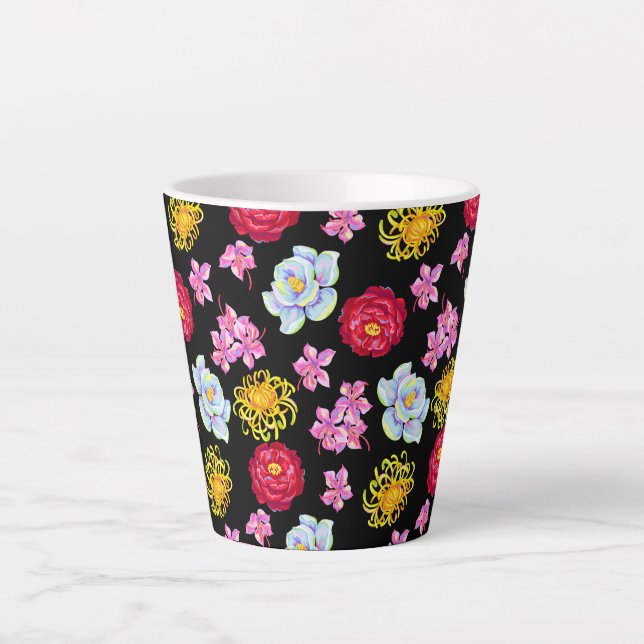 Caneca De Café Latte Flores (Frente)