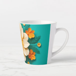 Caneca De Café Latte Flores 3D fofas