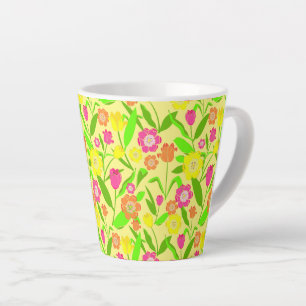 Caneca De Café Latte Flores Amarelas bonito De Limão Padrado Com Tulipa