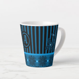 Caneca De Café Latte Flores Artdeco em Estilo Retroativo com monograma