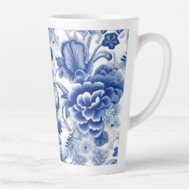 Caneca De Café Latte Flores Azuis Indigo