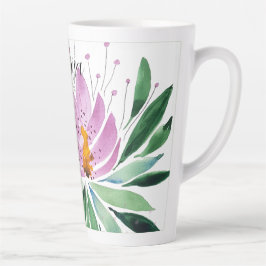 Caneca De Café Latte Flores Bloom Violet Original Art Work Watercolor
