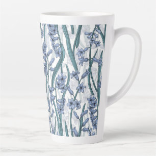 Caneca De Café Latte Flores Blue Hyacinth em branco