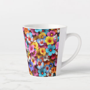 Caneca De Café Latte Flores Bonito Coloridas Padrão-20240