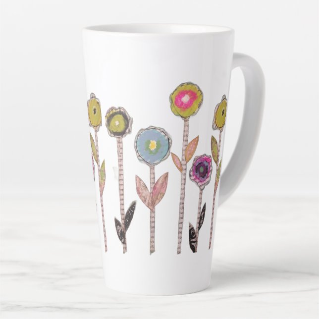 Caneca De Café Latte Flores Caprichosas  (Ângulo direito)