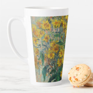 Caneca De Café Latte Flores de Alcachofra de Jerusalém por Claude Monet