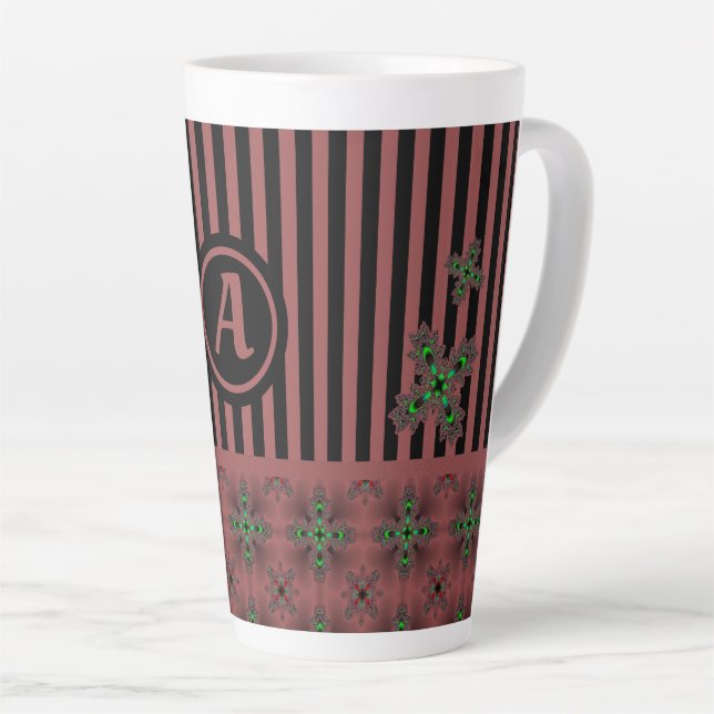 Caneca De Café Latte Flores de Artdeco em Estilo Retroativo com monogra (Ângulo direito)