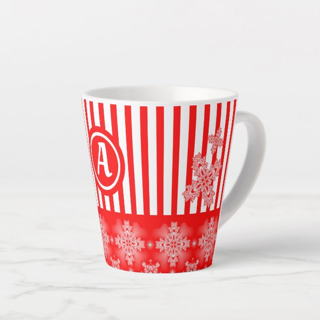 Caneca De Café Latte Flores de Artdeco em Estilo Retroativo com monogra (Ângulo direito)