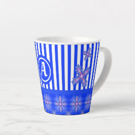 Caneca De Café Latte Flores de Artdeco em Estilo Retroativo com monogra