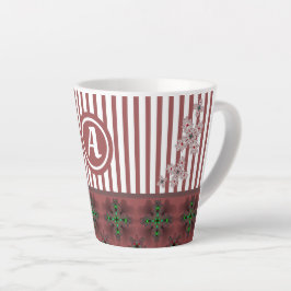 Caneca De Café Latte Flores de Artdeco em Estilo Retroativo com monogra