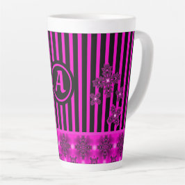 Caneca De Café Latte Flores de Artdeco em Estilo Retroativo com monogra