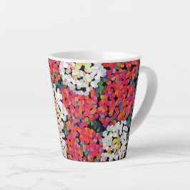 Caneca De Café Latte Flores de Cristal Vermelho