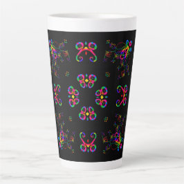 Caneca De Café Latte Flores de Festa de Dança